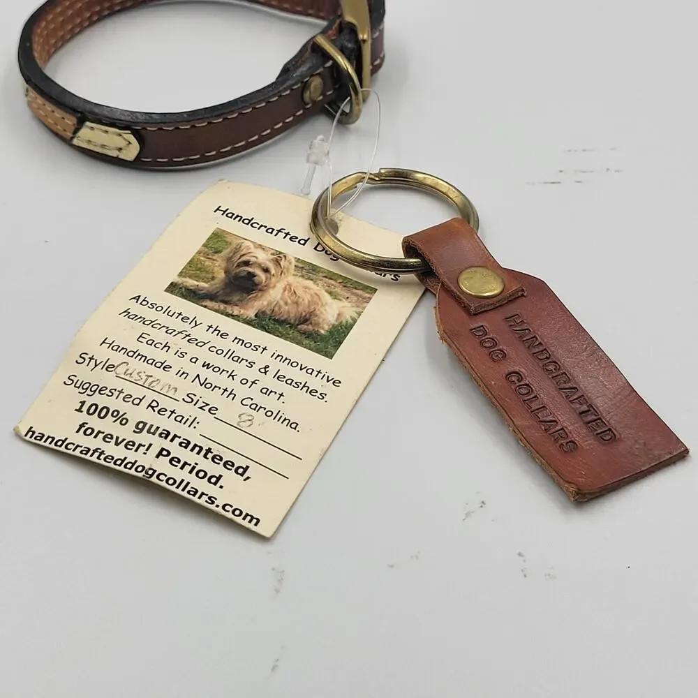 NEW HANDCRAFTED DOG COLLARS CUSTOM LEATHER WITH BRASS HARDWARE SIZE 8
